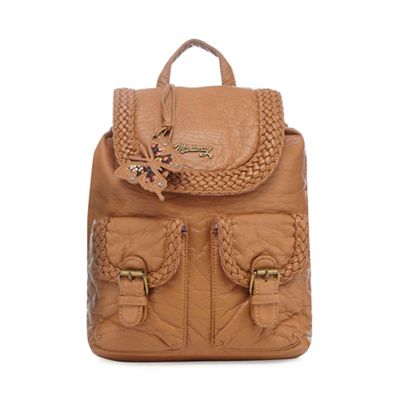 Tan woven backpack